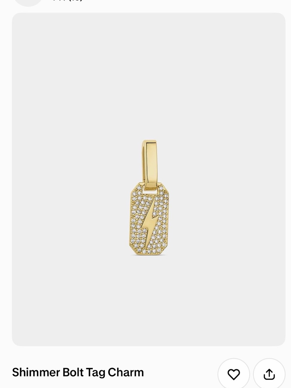 Gold Pavé Lightning Bolt Tag Charm Necklace Pendant